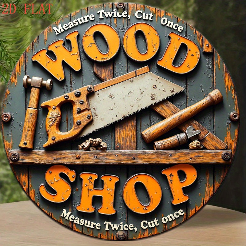 Placa de Metal Redonda Vintage - Woodworking Art avaliação e preço